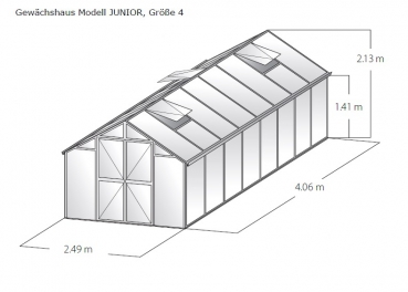 Vario Stahl Gewächshaus Junior 4 Nörpelglas 4mm BxT:249x406cm 10m² verzinkt